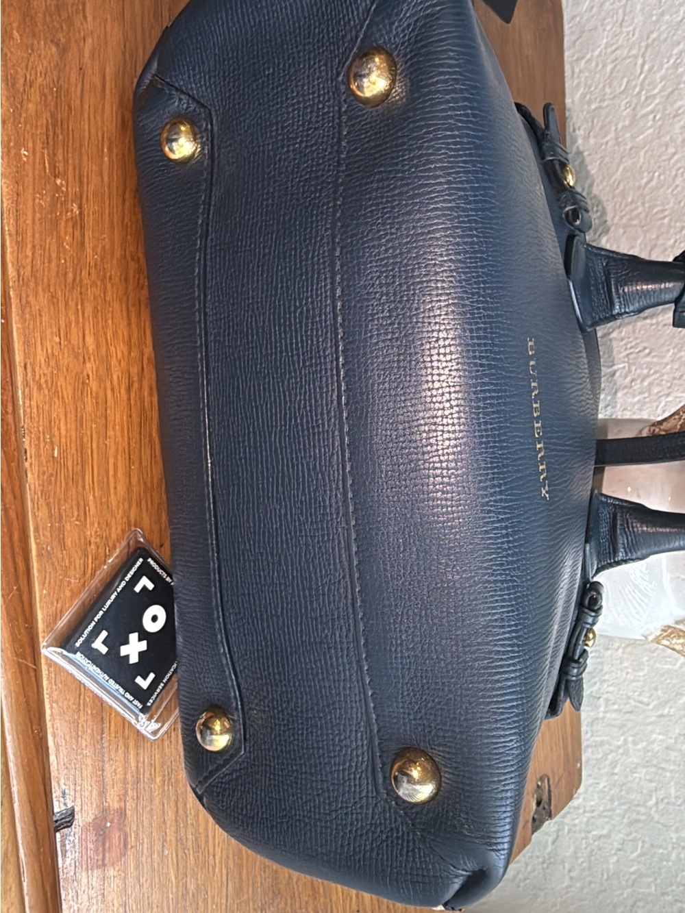 Burberry Black Leather Top-Handle Tote with Vintage Check Panels - Picture 7 of 16